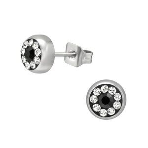 Stainless Steel Round Crystal Stud Earrings 6.5mm